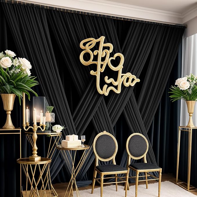 10ftx12ft Wrinkle Free Black Backdrop Curtain - Image 7