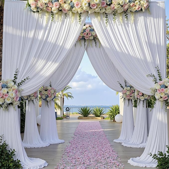 20×14 ft White Wrinkle Free Backdrop Curtain, Soft Silky Polyester Wedding - Image 7
