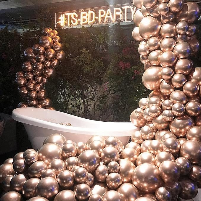 PartyWoo Metallic Rose Gold Balloons 140pcs Chrome Champagne Gold Color | 18 12 - Image 5