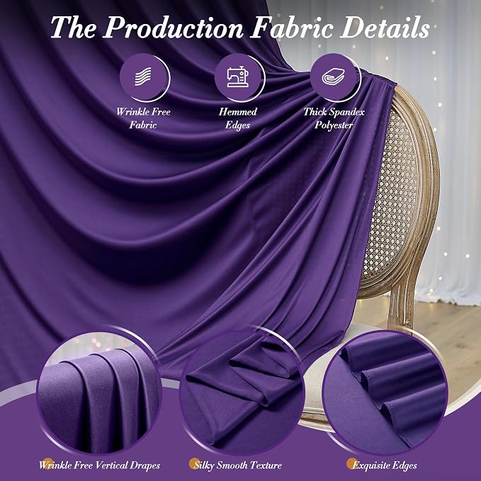 10 ft x 10 ft Wrinkle Free Purple Backdrop Curtain - Image 7