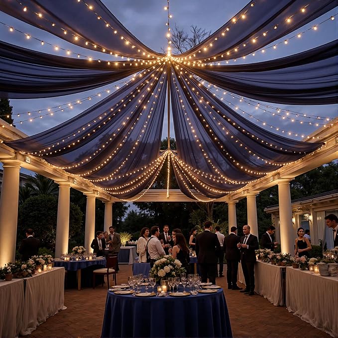 6 Panels Dark Blue Ceiling Curtains - Image 7