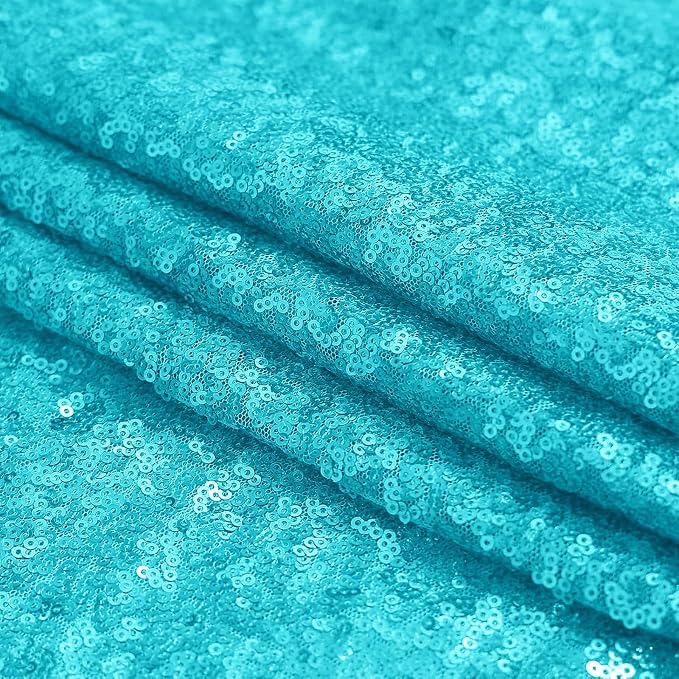 Sugargirl Turquoise Sequin Backdrop Curtain 3 Panels 2FTx8FT Glitter Turquoise - Image 4