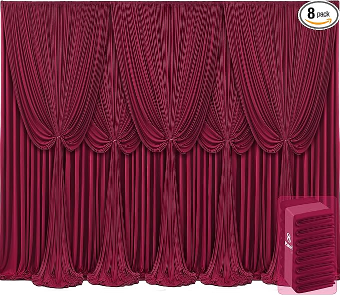 8 Panels Burgundy Backdrop Curtains by Tao-GePartyDecorations