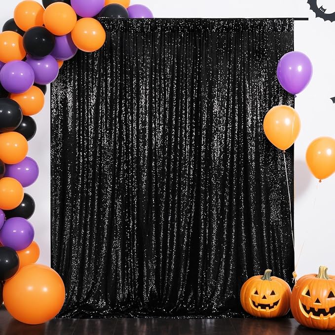 Eternal Beauty Black 3mm Sequin Backdrop 8x8 Ft - Image 2