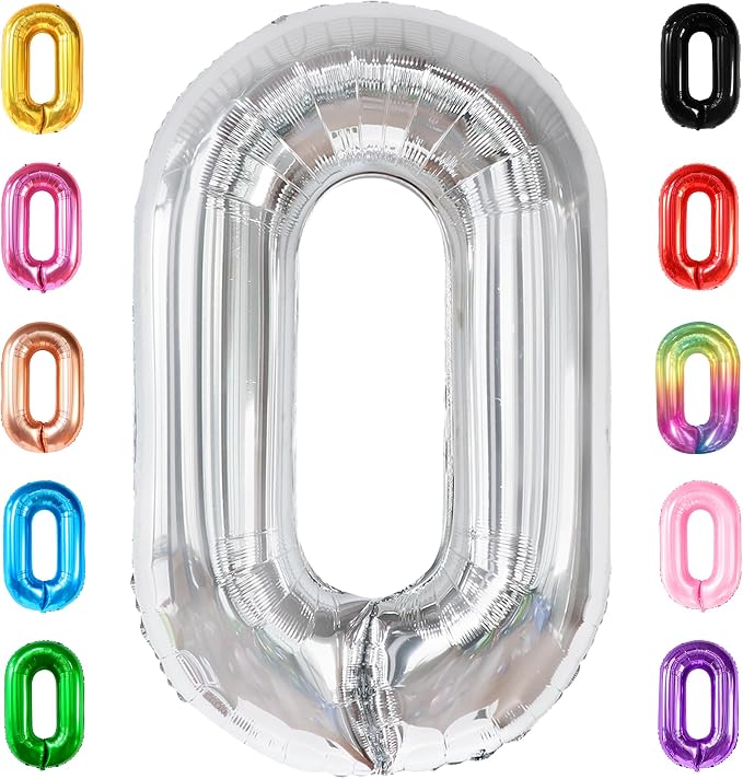 KatchOn Silver Number 0 Balloon 40 Inch | Mylar 0 Number Balloon by KatchOn