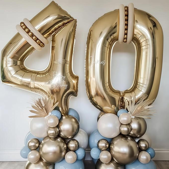 Champagne Gold 60 Balloon Number, 40 Inch Light Gold 60 Balloons Big Foil Mylar - Image 2