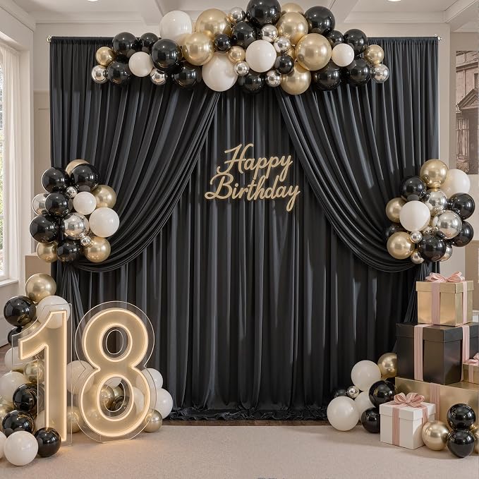 30ft x 10ft Wrinkle Free Black Backdrop Curtain - Image 4