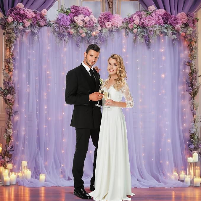 20x10ft Purple Tulle Backdrop Curtain - Image 4