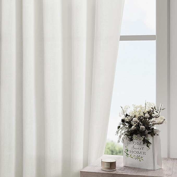 Off White Curtain 102 inches Long 2 Panels Set - Image 2