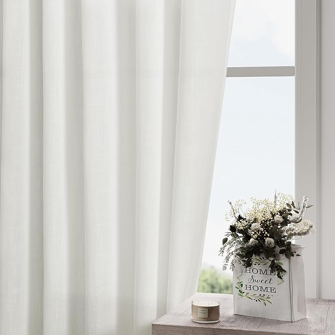 Off White Linen Curtains 84 inches Long - Image 2