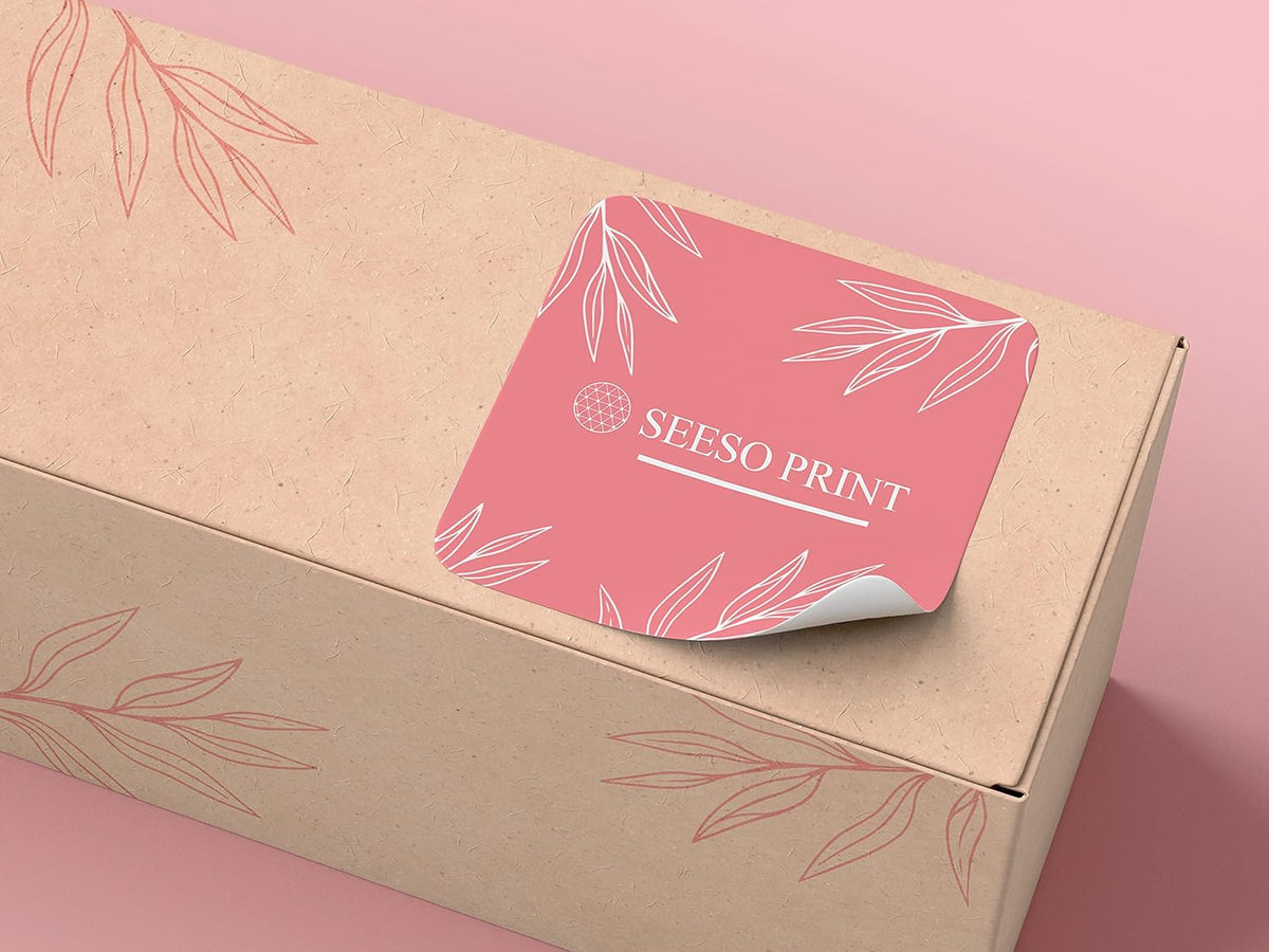 300 pcs Premium Custom Stickers Uncoated Paper 2 inch Square - Personalized Stickers for Businesses with Logo and Name