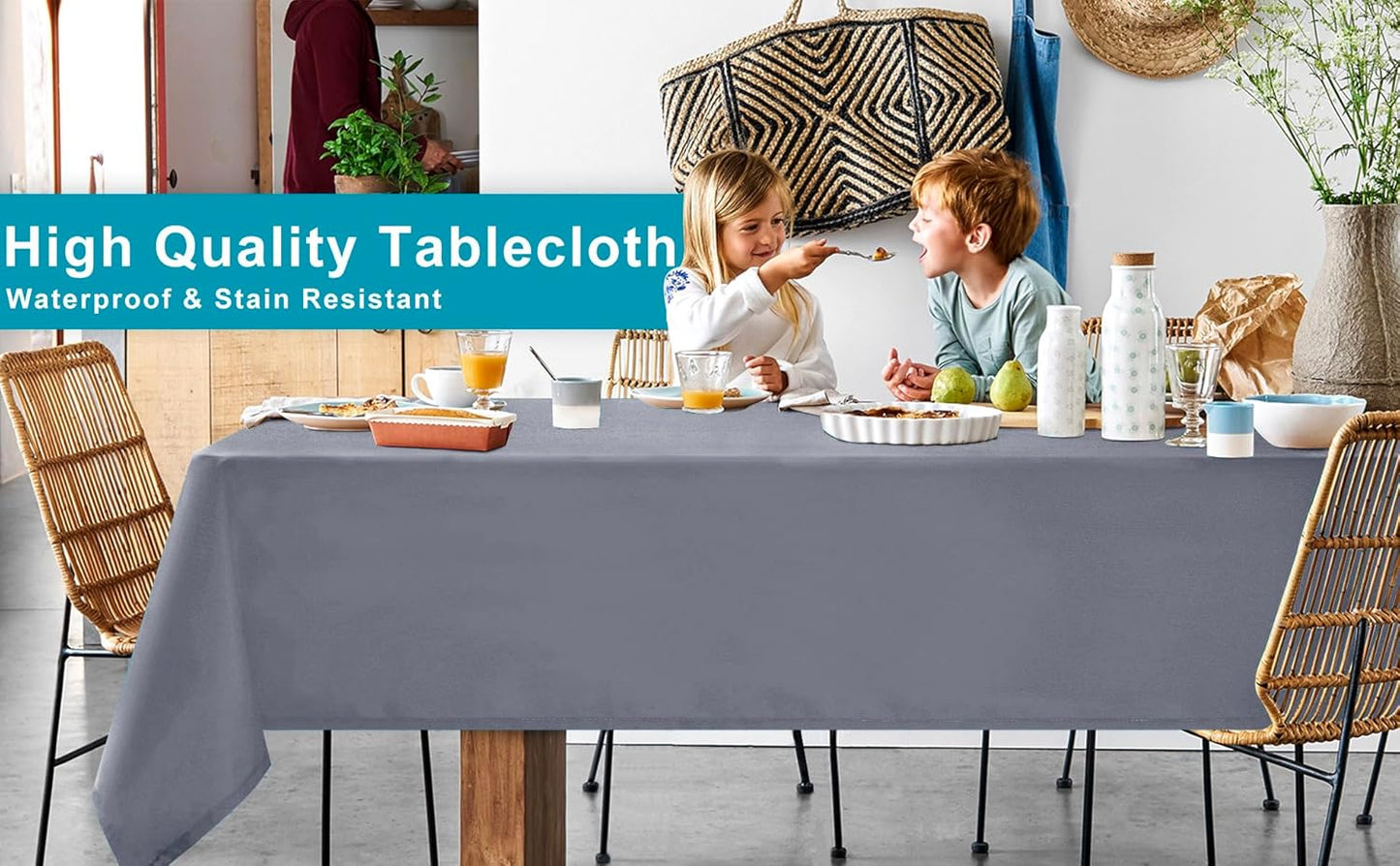 Hiasan Light Gray Rectangle Tablecloth - Waterproof Spillproof and Wrinkle Resistant Washable Polyester Table Cloth for Dining Party, 54 x 108 inch
