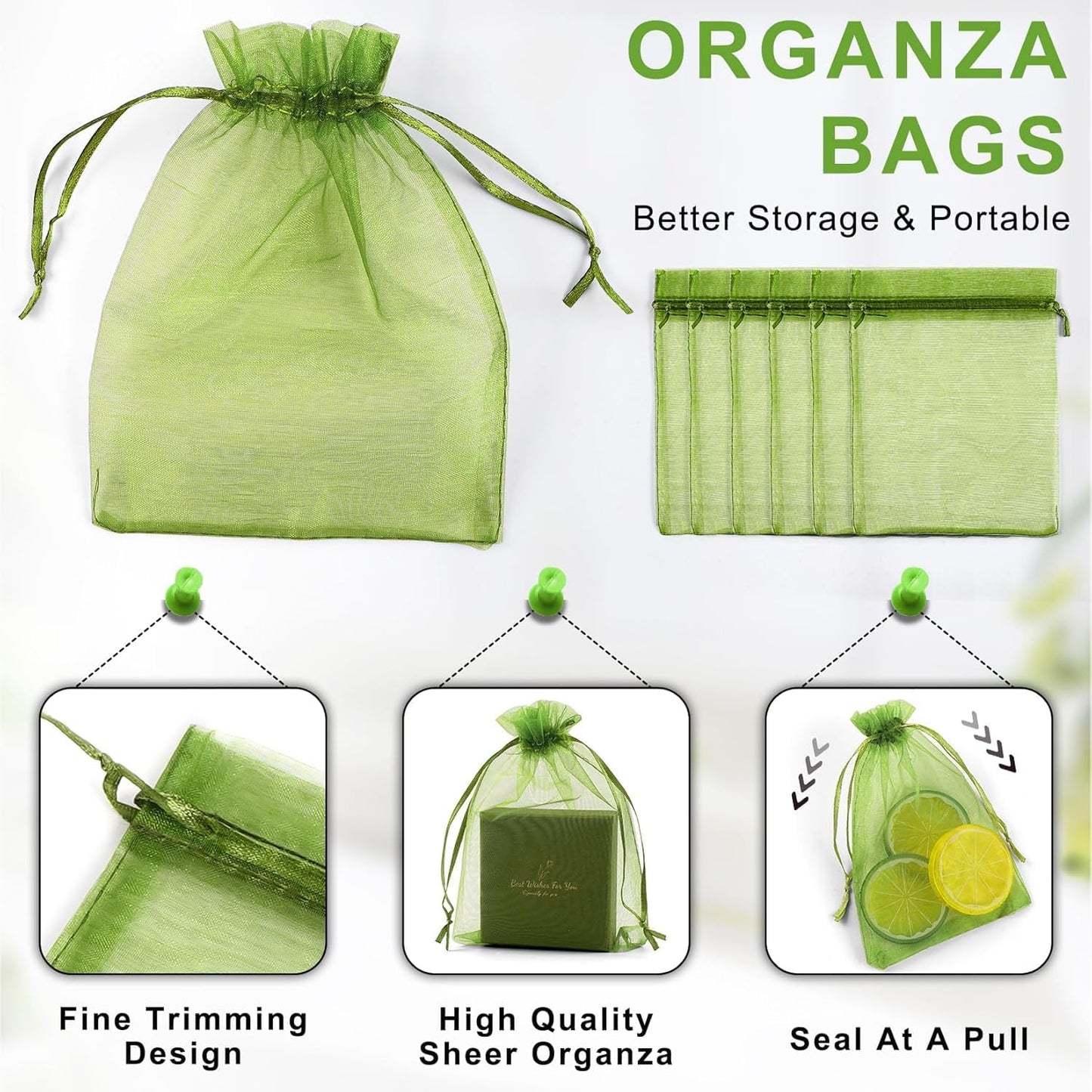 ANZNKU 50 Pack Multicolor Organza Bags 4 x 6 inch, Small Mesh Bag Drawstring, Organza Gift Bag for Wedding Party Favor Jewelry Candy