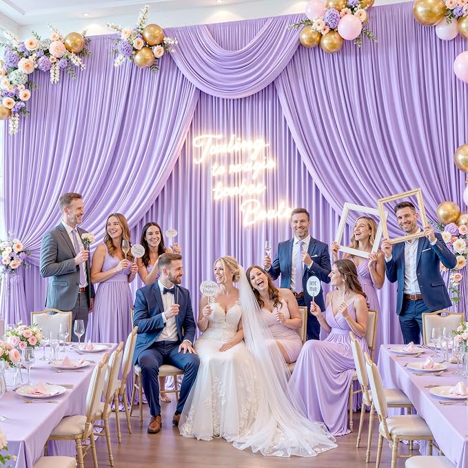 6 Panels Lavender Backdrop Curtains - Image 2