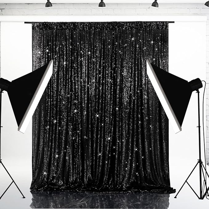 Eternal Beauty Black 3mm Sequin Backdrop 6x8 Ft - Image 3