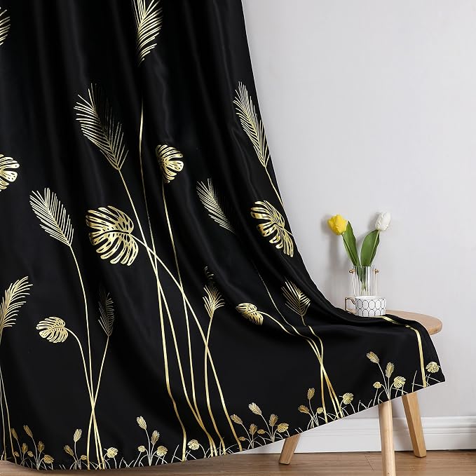 Black Blackout Curtains for Bedroom 102 Inches Long, Room Darkening Grommet - Image 7
