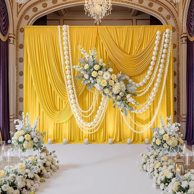 10ft x 10ft Wrinkle Free Yellow Backdrop Curtain - Image 3