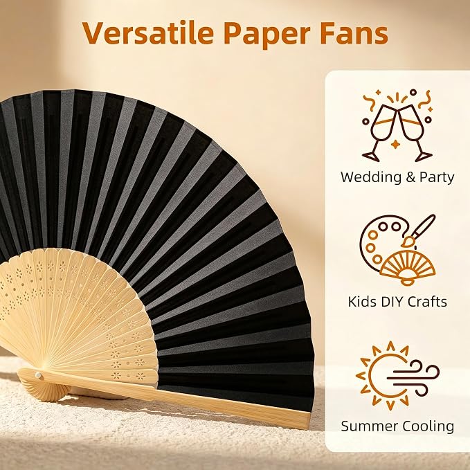 Paper Hand Fans, 8.3 Inch Foldable Handheld Fans - Image 5