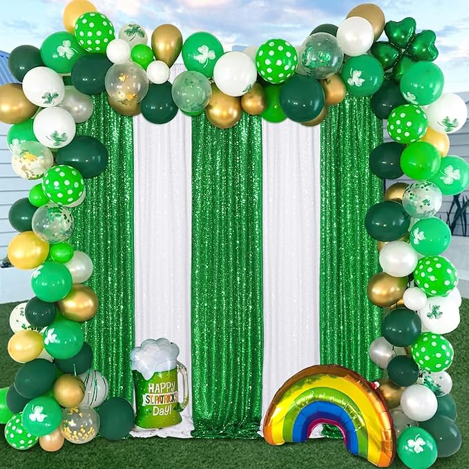 Green Sequin Backdrop Curtains-6 Panels 2FTx8FT Green Backdrop - Image 3