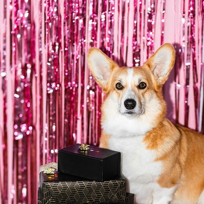 20 Pack Pink Foil Fringe Backdrop Curtains 3.2ft x 8.2ft Metallic Tinsel Foil - Image 5