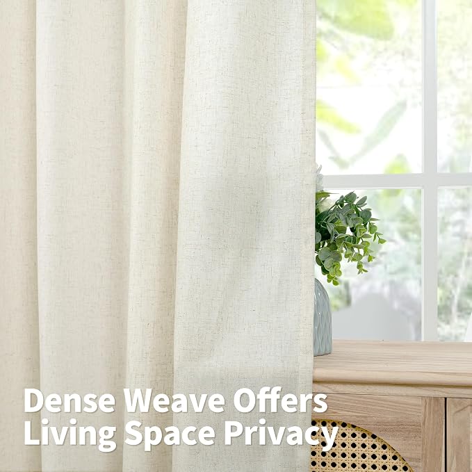 YoungsTex Short Linen Curtains 45 Inch Length, Light Filtering Drapes - Image 4