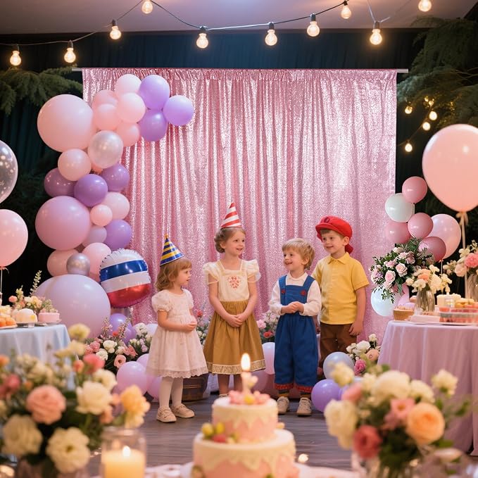 SquarePie 7x7ft Fuchsia Pink Sequin Backdrop, High Density Non-Transparent - Image 4