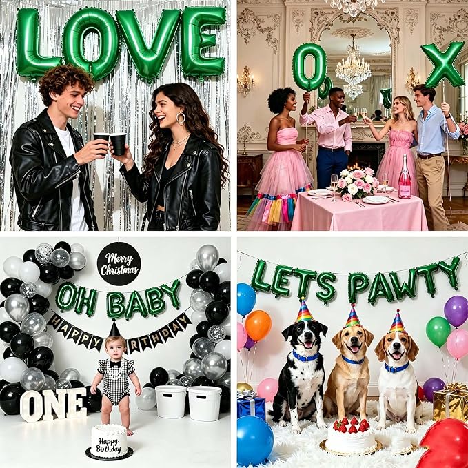 62 Pcs Green Letter Balloons, Custom 2 Set A-Z Set - Image 6