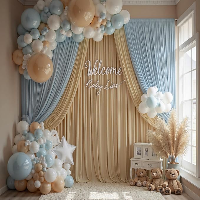 50ft×14ft Long Champagne Backdrop Curtain - Image 3