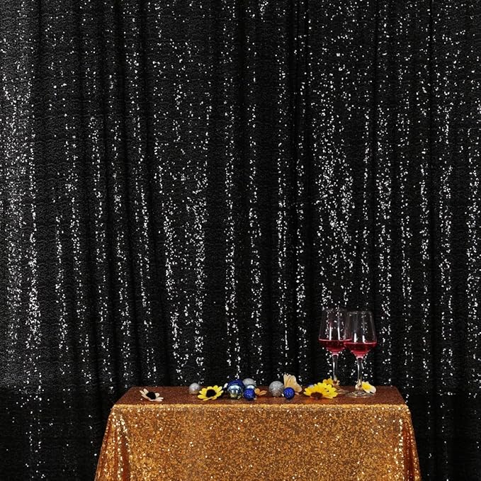 Poise3EHome 6FT x 6FT Black Sequin Photography Backdrop Curtain by Poise3EHome