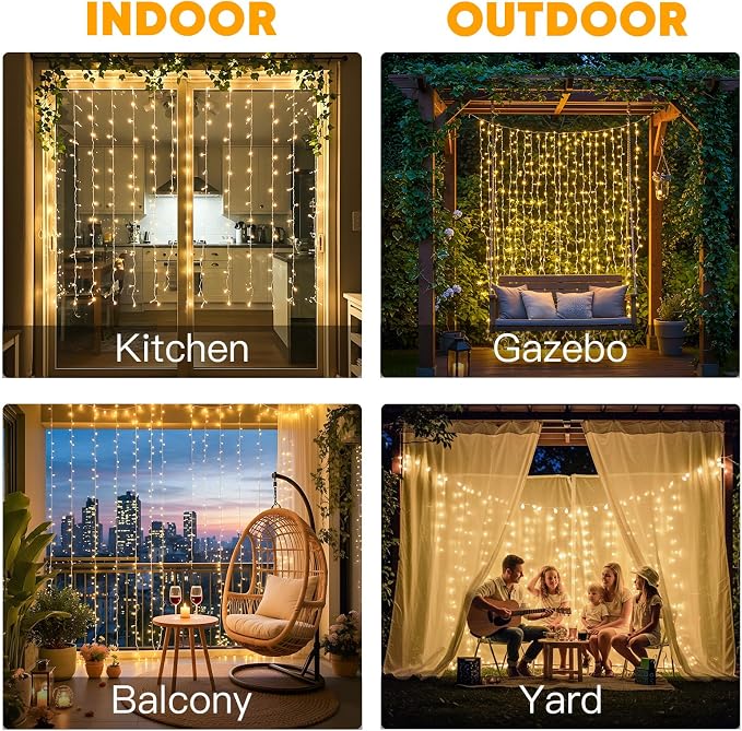 Curtain Lights for Bedroom, 150 Led Hanging String Light Outdoor, Fairy Curtain - Image 2