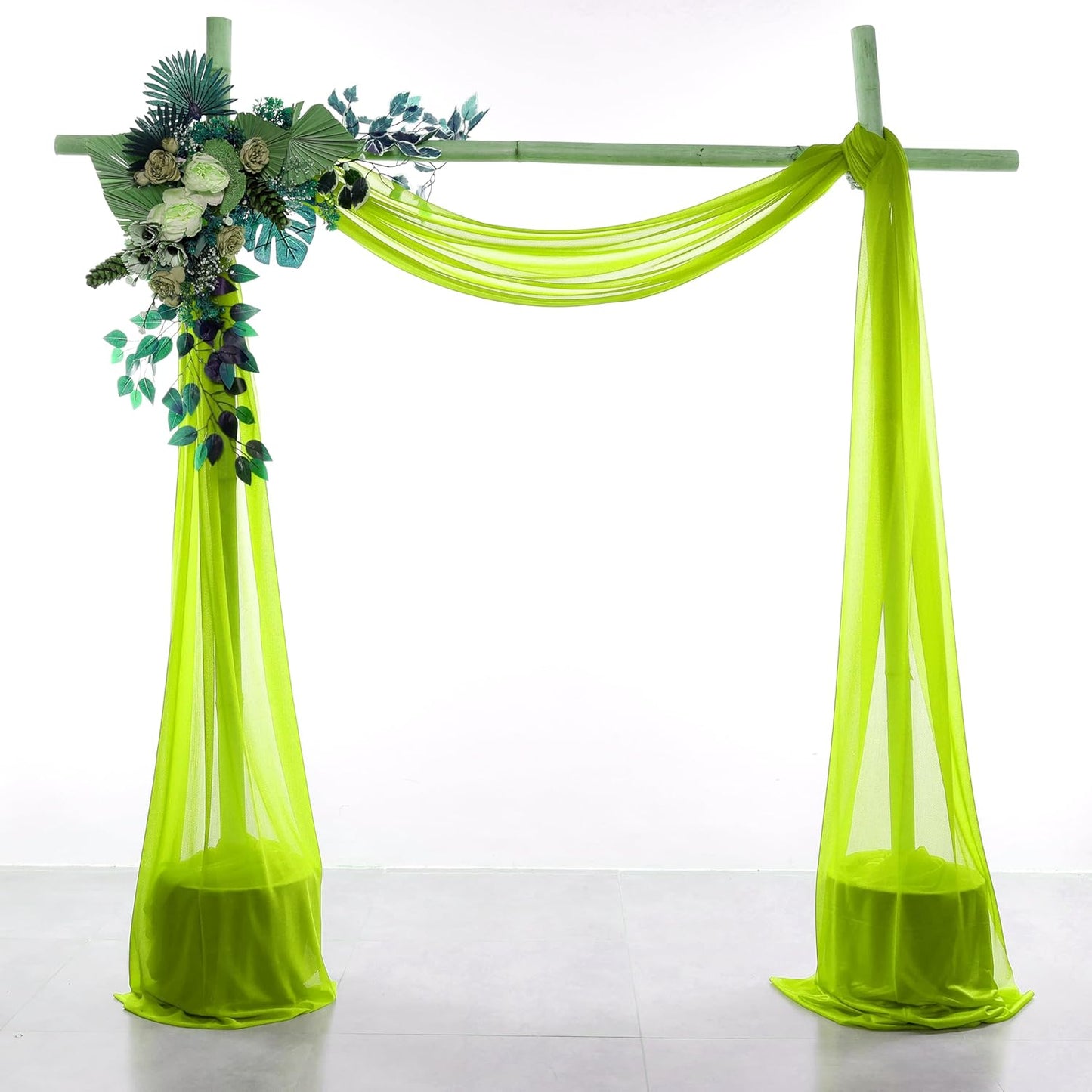 VDS Pack of 1 Panel (30 Inch X 40 Feet) Wedding Arch Draping Fabric Sheer Chiffon Fabric Drapery for Wedding Ceremony Reception Swag Backdrop Canopy Chuppah ARBO Altars Decoration (Parrot Green)
