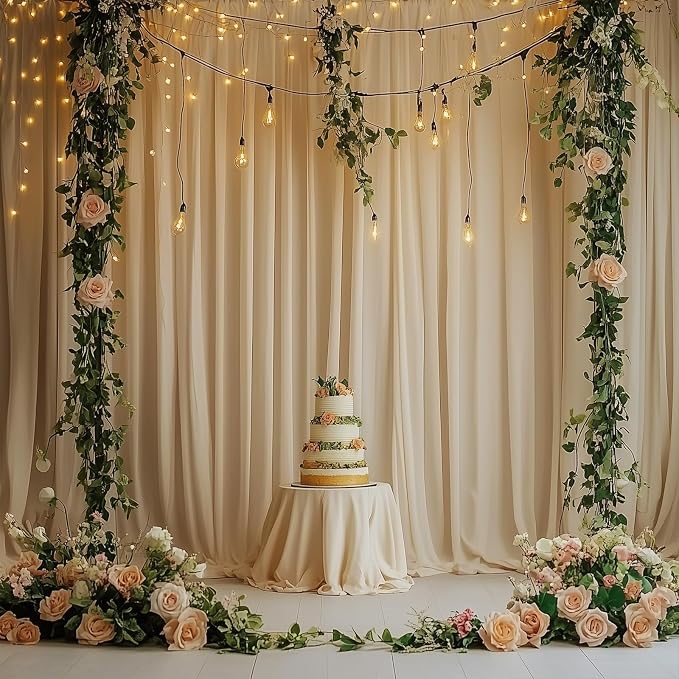 40ft x 10ft Wrinkle Free Champagne Backdrop Curtains - Image 7