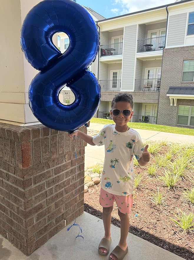 8 Balloon Numbers Birthday Decorations, 40In Navy Blue Balloons - Image 3