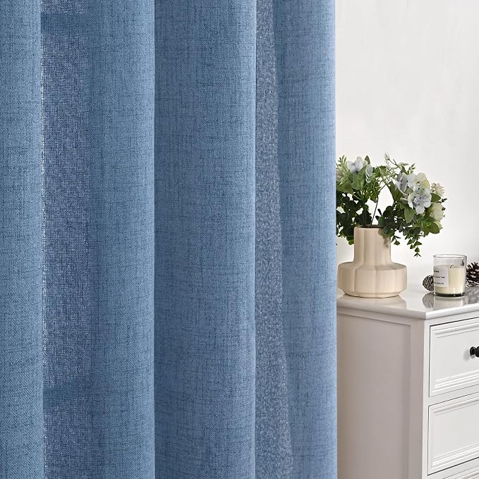 YoungsTex Denim Blue Linen Curtains 72 Inch Length - Image 8