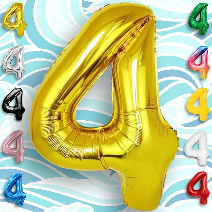 Gold Number Balloon 4 Mylar Foil Balloons 32 inch - Image 2
