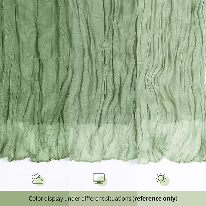 12 Pack Sage Green Cheesecloth Table Runner 17x108 Inch Semi Sheer Boho Gauze - Image 8