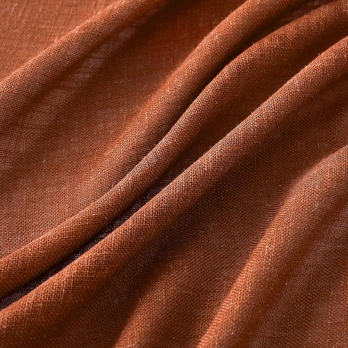 MIULEE Burnt Orange Fall Linen Curtains 52x72 Inch - Image 4
