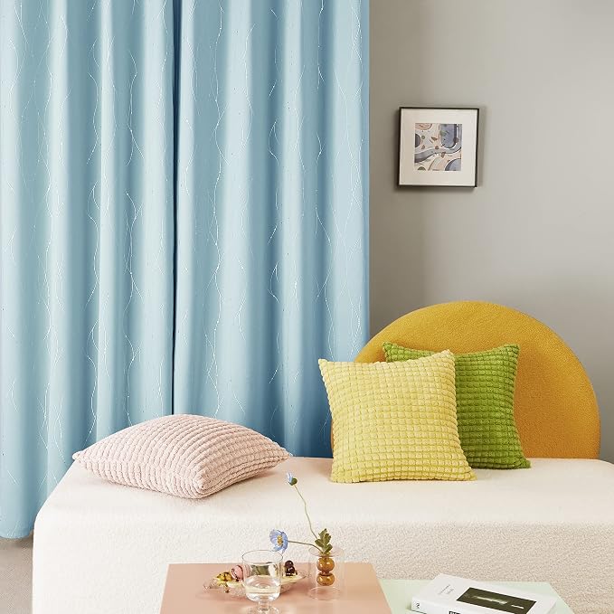 Deconovo Blackout Curtains, Light Blue Thermal Grommet Drapes, Room Darkening - Image 4