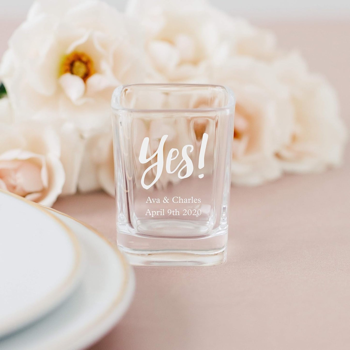 WEDDINGSTAR Personalized 2oz Square Shot Glass Customizable Full Color Print - 48 pack
