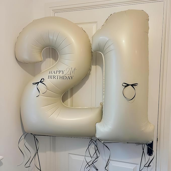 Cream 4 Balloon Number 40 Inch Cream White Number 4 Balloon Helium Mylar 4 - Image 5