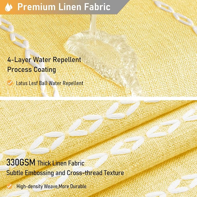 Small Boho Linen Heavy Duty Cloth Shower Curtain Set, 330GSM Linen Blend - Image 4