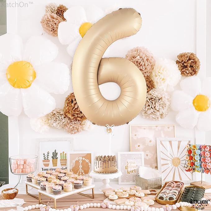KatchOn Caramel Number 6 Balloon 40 Inch | 6th Birthday Balloon - Image 5