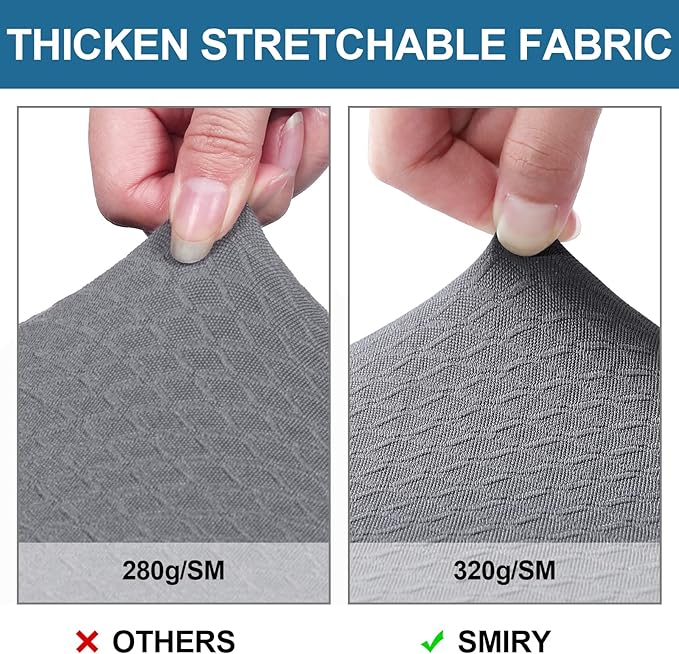 Smiry Waterproof Seat Covers for Dining Room Chairs, No Rear Covers | Stretch - Image 4