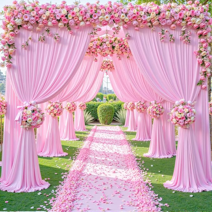 4 Panels Pink Backdrop Curtains - Image 4