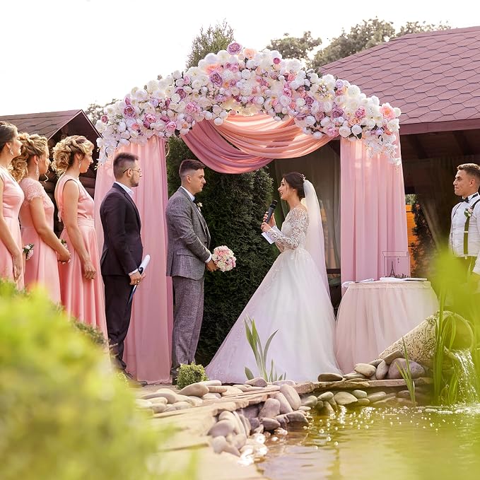 Wedding Arch Draping Fabric Backdrop Drapes 4 Panels, Blush Pink | 28.7"x20FT - Image 5