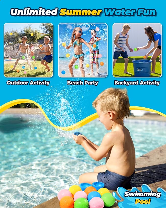 SOPPYCID 10PCS Reusable Water Balloons Quick Fill - Image 5
