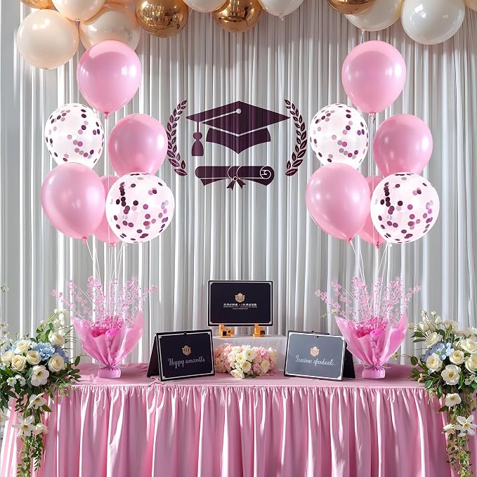 4 Set Pink Table Balloons Foil Spray Centerpiece - Image 5