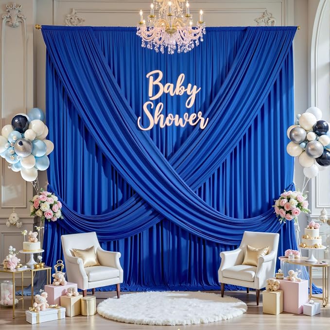 20×14 ft Royal Blue Wrinkle Free Backdrop Curtain, Soft Silky Polyester Wedding - Image 5