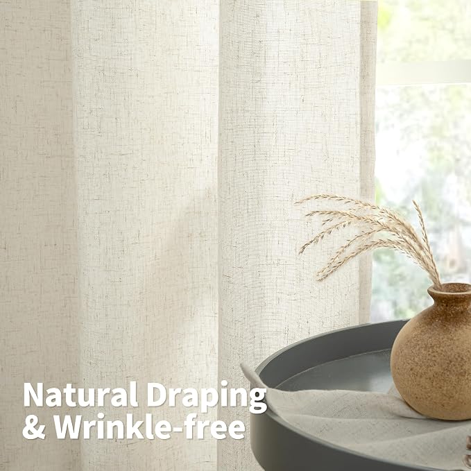 YoungsTex Linen Curtains 54 Inch Length 2 Panels - Image 5