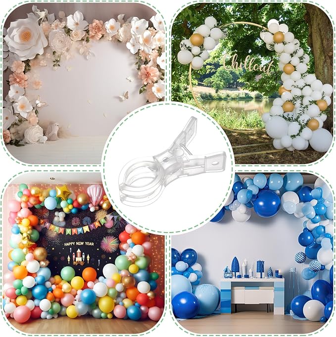 LemonRoad 30 Pack Large Balloon Arch Clips Plastic Transparent Backdrop Spring - Image 6